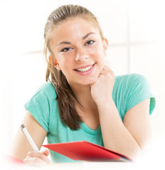 Teenage students studying foreign language